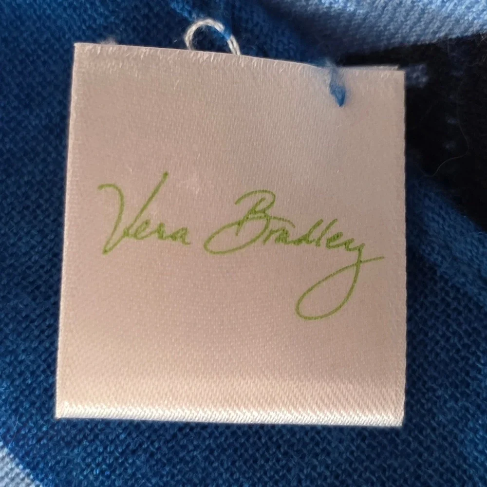 Vera Bradley Scarf‎ Women OS Blue Paisley Geometric Rayon Lightweight Wrap Shawl